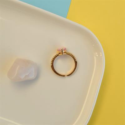 Tektaş Pembe Kalpli Yüzük Hediye Paketli Yüzük Ciddi İlişki Yüzüğü Sevgili Yüzüğü Ayarlanabilir Gold