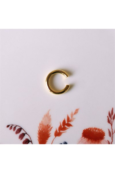 XL Gold Earcuff Bombeli Halka Kıkırdak Küpesi Geçirmeli Günlük Kullanım