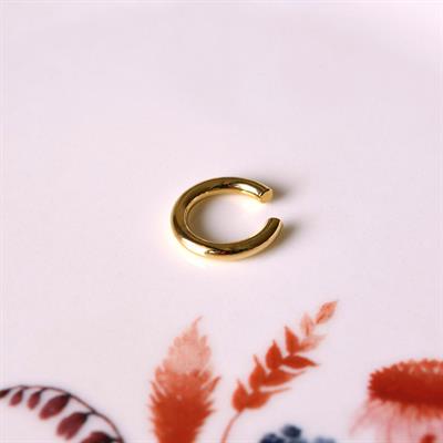 XL Gold Earcuff Bombeli Halka Kıkırdak Küpesi Geçirmeli Günlük Kullanım