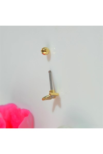 Yeşil Kelebekli Çelik Piercing Helix Kıkırdak Conch Lob Gold