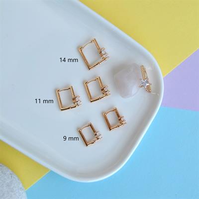 Yıldız Taşlı Kare Küpe Halka Küpe Tektaş Yıldız Detaylı 11 mm