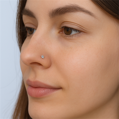 Yıldız Taşlı Kıvrımlı Düşmeyen Çelik Hızma Spiral Burun Piercingi