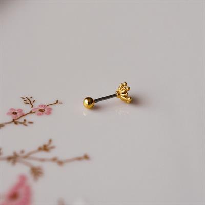 Zarif Çiçek Helix Piercing Kıkırdak Cerrahi Çelik Gold Renk