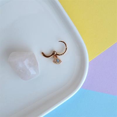 Zirkon Göz Figürlü Helix Küpe Minimal Nazar Sallantılı Halka Küpe Tek Adet