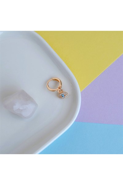 Zirkon Göz Figürlü Helix Küpe Minimal Nazar Sallantılı Halka Küpe Tek Adet