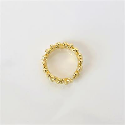 Zirkon Taş İşlemeli Çiçekli Yüzük Ayarlanabilir Gold