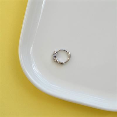 Zirkon Taşlı Halka Piercing Tragus Helix Forward Helix Silver Renkli Halka Piercing