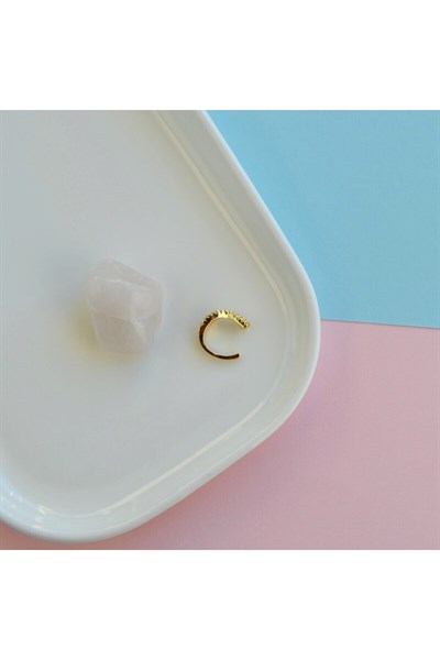 Zirkon Taşlı Minimal Earcuff Deliksiz Kıkırdak Küpesi Çapraz Taşlı Earcuff