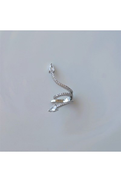 Zirkon Yılan Model Earcuff Delik Gerektirmez Yılanlı Kıkırdak Küpesi Silver Renk