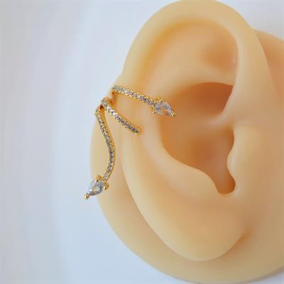 Zirkon Yılan Model Earcuff Delik Gerektirmez Yılanlı Kıkırdak Küpesi Gold Renk