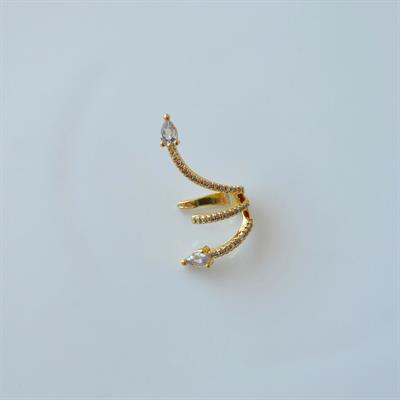 Zirkon Yılan Model Earcuff Delik Gerektirmez Yılanlı Kıkırdak Küpesi Gold Renk