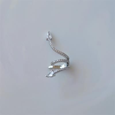 Zirkon Yılan Model Earcuff Delik Gerektirmez Yılanlı Kıkırdak Küpesi Silver Renk