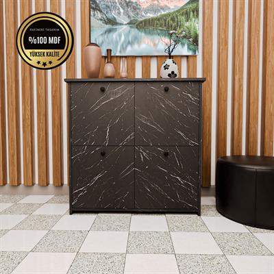DF08103BD MDF Dört Raflı ve Dört Kapaklı Ayakkabılık Bendir