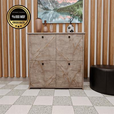 DF08103GD MDF Dört Raflı ve Dört Kapaklı Ayakkabılık Bendir