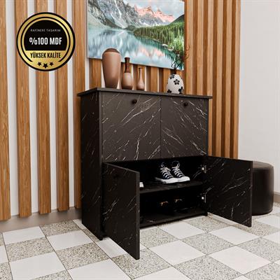 DF08103BD MDF Dört Raflı ve Dört Kapaklı Ayakkabılık Bendir