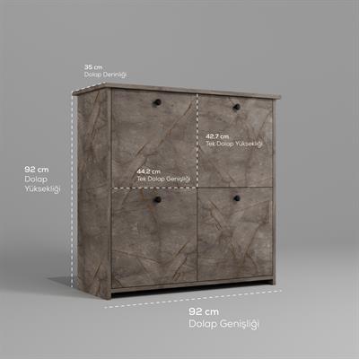 DF08103GD MDF Dört Raflı ve Dört Kapaklı Ayakkabılık Bendir