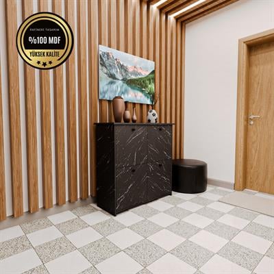 DF08103BD MDF Dört Raflı ve Dört Kapaklı Ayakkabılık Bendir