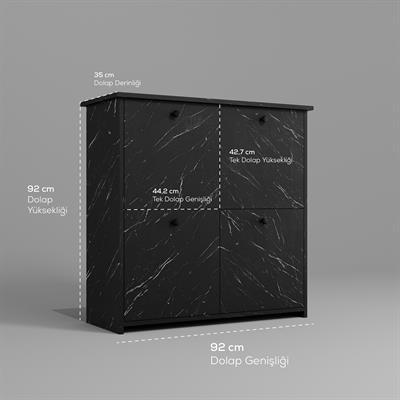 DF08103BD MDF Dört Raflı ve Dört Kapaklı Ayakkabılık Bendir