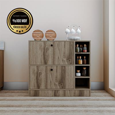 DF14101BR MDF Kahve Köşesi Çok Amaçlı Mutfak Kiler Dolabı