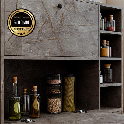 DF14101GD MDF Kahve Köşesi Çok Amaçlı Mutfak Kiler Dolabı