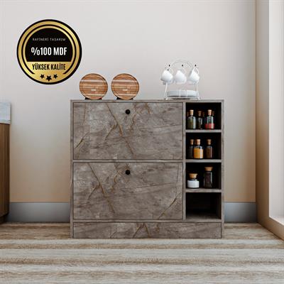 DF14101GD MDF Kahve Köşesi Çok Amaçlı Mutfak Kiler Dolabı