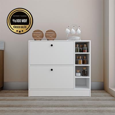 DF14101B MDF Kahve Köşesi Çok Amaçlı Mutfak Kiler Dolabı