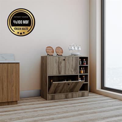 DF14101BR MDF Kahve Köşesi Çok Amaçlı Mutfak Kiler Dolabı