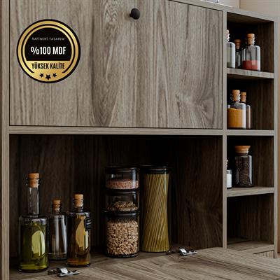 DF14101BR MDF Kahve Köşesi Çok Amaçlı Mutfak Kiler Dolabı