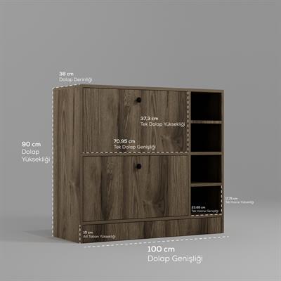 DF14101BR MDF Kahve Köşesi Çok Amaçlı Mutfak Kiler Dolabı