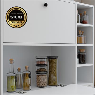 DF14101B MDF Kahve Köşesi Çok Amaçlı Mutfak Kiler Dolabı