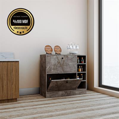 DF14101GD MDF Kahve Köşesi Çok Amaçlı Mutfak Kiler Dolabı