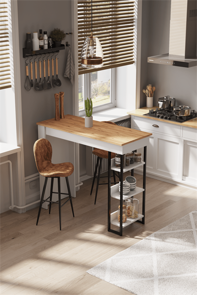 DF01103AC Raflı Yüksek Bar Masası Mutfak Yemek Masası