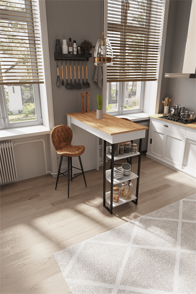 DF01103AC Raflı Yüksek Bar Masası Mutfak Yemek Masası