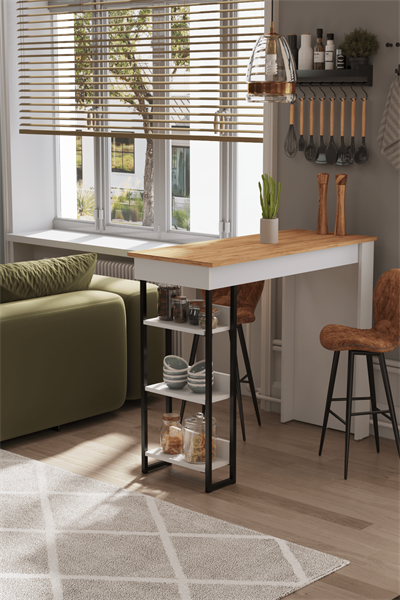 DF01103AC Raflı Yüksek Bar Masası Mutfak Yemek Masası