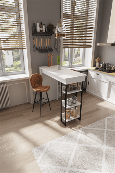 DF01103B Raflı Yüksek Bar Masası Mutfak Yemek Masası