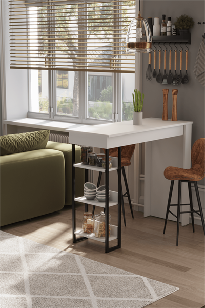 DF01103B Raflı Yüksek Bar Masası Mutfak Yemek Masası