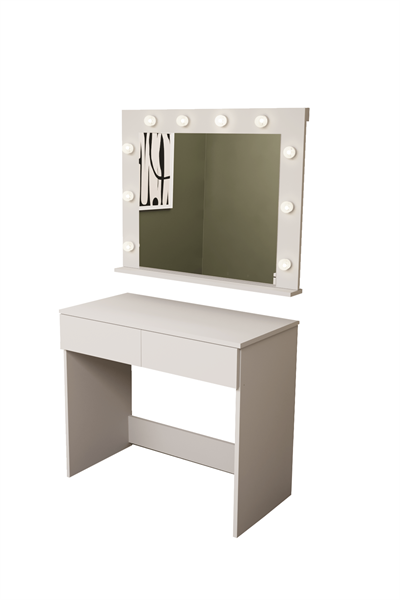 DF02108B Hollywood Işıklı Aynalı Çekmeceli Makyaj Masası