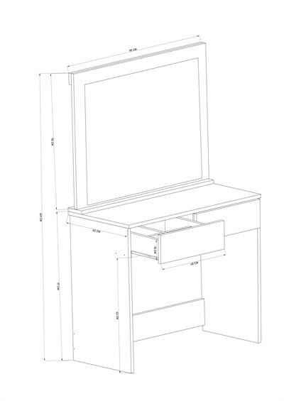 DF02110B Aynalı Beyaz Makyaj Masası