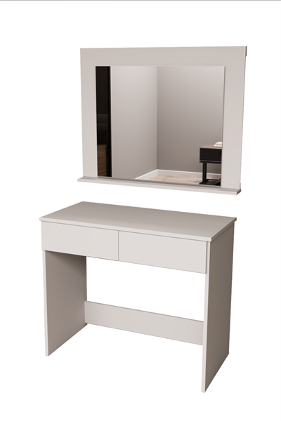 DF02110B Aynalı Beyaz Makyaj Masası