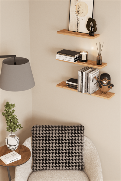 DF05102AC 3lü Dekoratif Raf Duvar Rafı