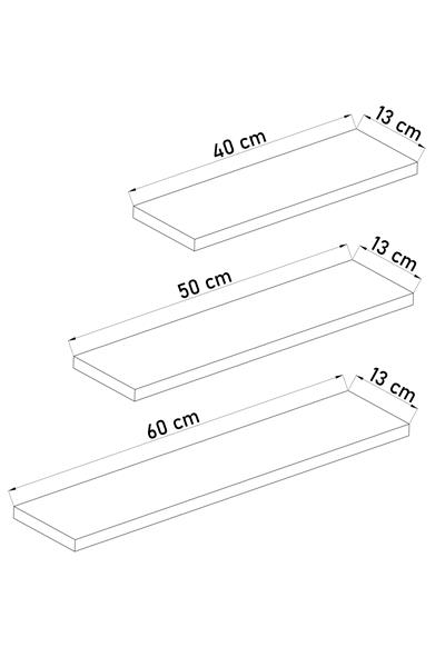 DF05102BR 3lü Dekoratif Raf Duvar Rafı