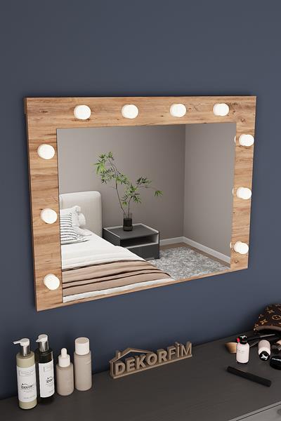 DF06101AC Raflı Dekoratif Kulis Işıklı Duvar Aynası Makyaj Aynası