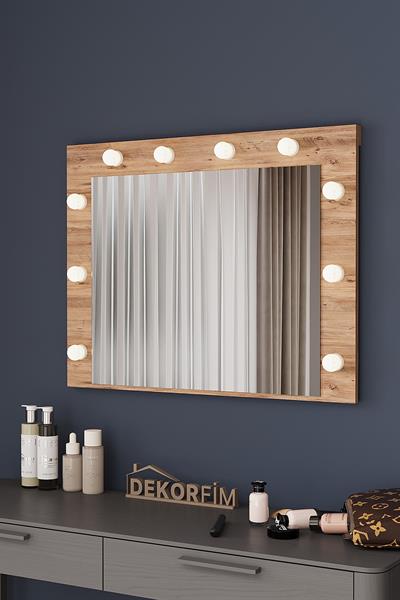 DF06101AC Raflı Dekoratif Kulis Işıklı Duvar Aynası Makyaj Aynası