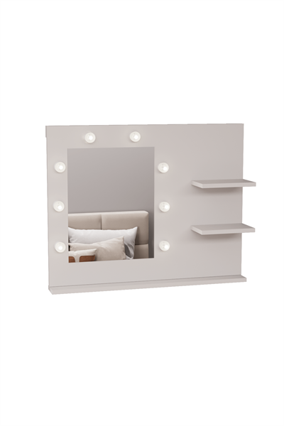 DF06103B Raflı Dekoratif Kulis Işıklı Duvar Aynası Makyaj Masası Aynası