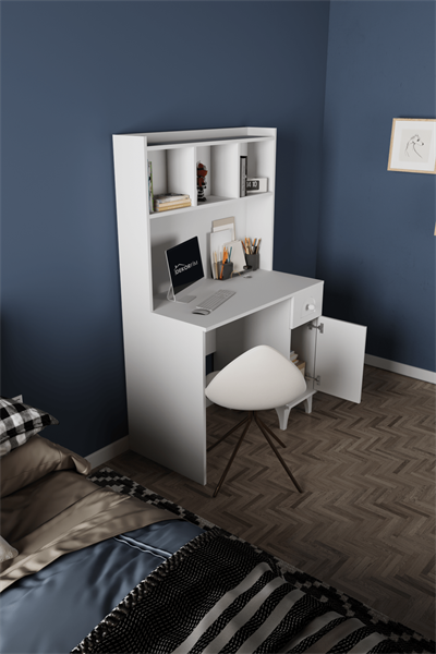 DF09106B Çekmeceli Kapaklı Kitaplıklı Çalışma Masası Bilgisayar Masası