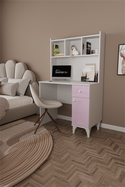 DF09106KP Çekmeceli Kapaklı Kitaplıklı Çalışma Masası Bilgisayar Masası