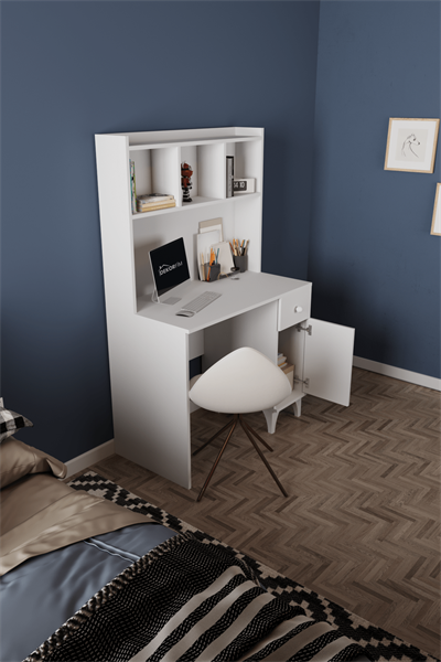 DF09107B Çekmeceli Kapaklı Kitaplıklı Çalışma Masası