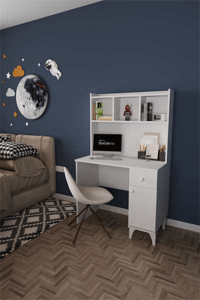 DF09107B Çekmeceli Kapaklı Kitaplıklı Çalışma Masası