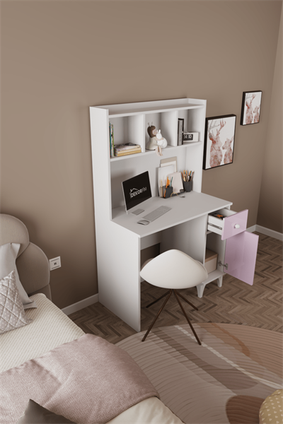 DF09107KP Çekmeceli Kapaklı Kitaplıklı Çalışma Masası