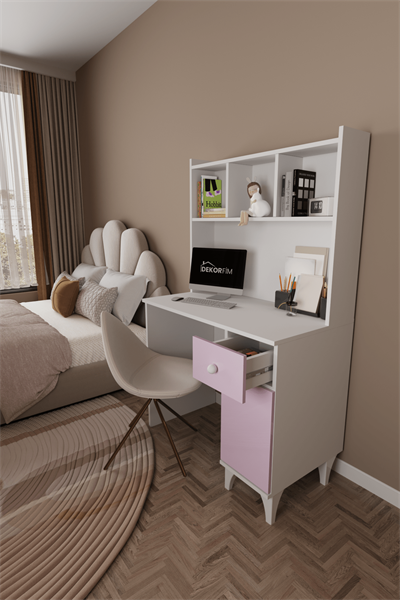 DF09107KP Çekmeceli Kapaklı Kitaplıklı Çalışma Masası